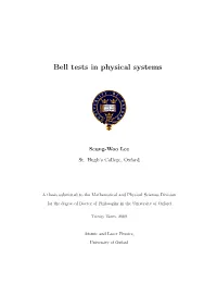 Bell Tests in Physical Systems