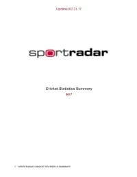 Cricket Statistics Summary