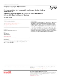 First Recognition of a Laurentide Ice Stream : Robert Bell on Hudson Strait