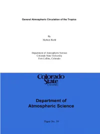 General Atmospheric Circulation of the Tropics