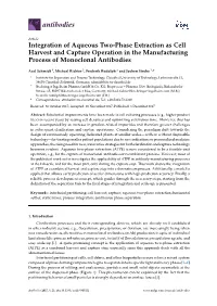 Integration of Aqueous Two-Phase Extraction As Cell Harvest and Capture Operation in the Manufacturing Process of Monoclonal Antibodies