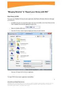 “Merging Libraries” & “Export Your Library with RIS”