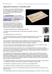 Opposition Policies on Identity Cards