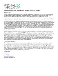 Protalix Biotherapeutics Appoints David Granot to Its Board of Directors