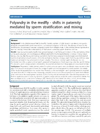 View, the Storage of Sperm in a Stratified Pattern by Medfly Females May Initially Favour the Fresher Ejaculate from the Second Male