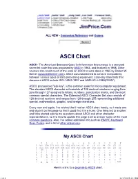 ASCII Chart and Other Resources