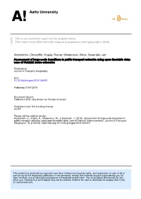 Assessment of Large-Scale Transitions in Public Transport Networks Using Open Timetable Data: Case of Helsinki Metro Extension