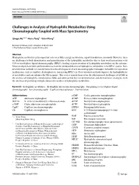Challenges in Analysis of Hydrophilic Metabolites Using Chromatography Coupled with Mass Spectrometry