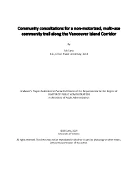 Community Consultations for a Non-Motorized, Multi-Use Community Trail Along the Vancouver Island Corridor