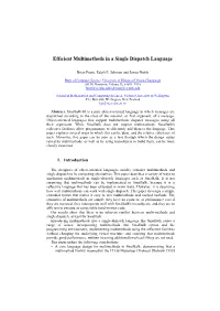 Efficient Multimethods in a Single Dispatch Language