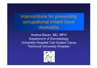 Interventions for Preventing Occupational Irritant Hand Dermatitis