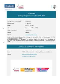 KU LEUVEN Exchange Programmes: Key Data 2019