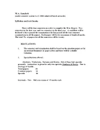 M.A. Sanskrit Syllabus and Text Books