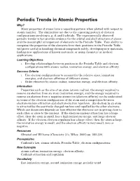 Periodic Trends in Atomic Properties Why? Many Properties of Atoms Have a Repeating Pattern When Plotted with Respect to Atomic Number