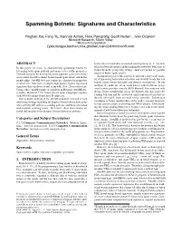 Spamming Botnets: Signatures and Characteristics