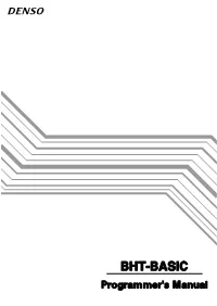 BHT-BASIC Programmer's Manual