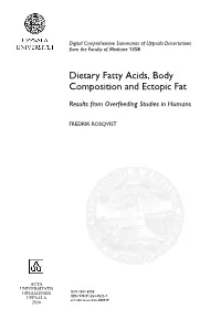 Dietary Fatty Acids, Body Composition and Ectopic Fat