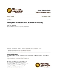 Identity and Gender Constructs in "Written on the Body"
