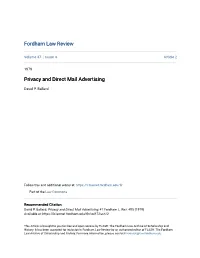 Privacy and Direct Mail Advertising