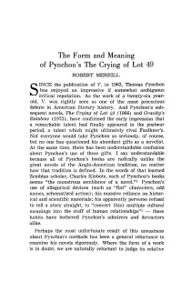 The Form and Meaning of Pynchon's the Crying of Lot 49