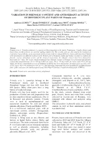 VARIATION in PHENOLIC CONTENT and ANTIOXIDANT ACTIVITY of DIFFERENT PLANT PARTS of Primula Veris