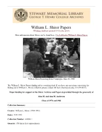 William L. Shirer Papers (Working Draft Last Updated 19 October 2016)