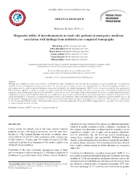 Diagnostic Utility of Microhematuria in Renal Colic Patients in Emergency Medicine: Correlation with Findings from Multidetector Computed Tomography