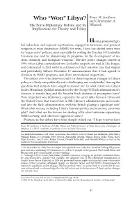 Libya? Bruce W. Jentleson and Christopher A