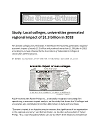 Local Colleges, Universities Generated Regional Impact of $1.3 Billion in 2018
