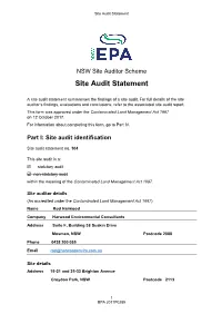 NSW Site Auditor Scheme Site Audit Statement
