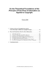 On the Theoretical Foundations of the Principle of Free Flow of Information As Applied to Copyright