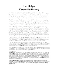 Uechi-Ryu Karate-Do History