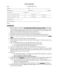 Umpire Checklist