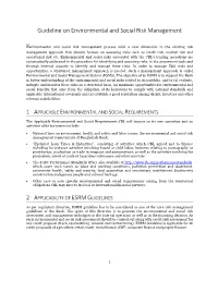 Guideline on Environmental and Social Risk Management