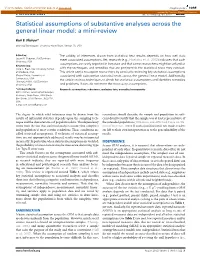 Statistical Assumptions of Substantive Analyses Across the General Linear Model: a Mini-Review