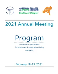 2021 SEACSM Annual Meeting Program