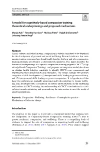 A Model for Cognitively-Based Compassion Training: Theoretical…