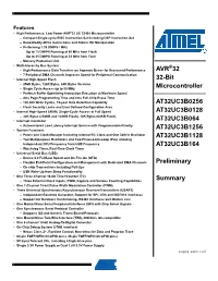 AVR 32 32-Bit Microcontroller AT32UC3B0256 AT32UC3B0128