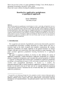 Benefactive Applicative Periphrases: a Typological Approach