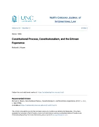 Constitutional Process, Constitutionalism, and the Eritrean Experience