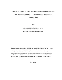 Effects of Job Evaluation on Employee Performance in The