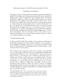 Methodological Separatism, Modal Pluralism and Metaphysical Nihilism David Efird and Tom Stoneham in This Paper, We Aim to Clari