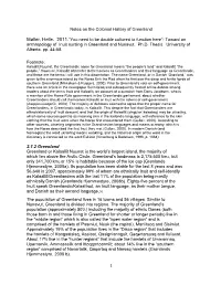 Notes on the Colonial History of Greenland