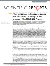 Thyroid Cancer Cells in Space During the TEXUS-53 Sounding Rocket