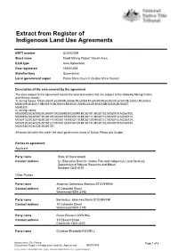 Extract from Register of Indigenous Land Use Agreements
