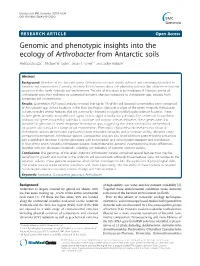 Genomic and Phenotypic Insights Into the Ecology of Arthrobacter from Antarctic Soils Melissa Dsouza1*, Michael W Taylor1, Susan J Turner1,2 and Jackie Aislabie3