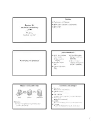 Lecture 10: Database Connectivity