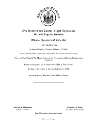 One Hundred and Twenty-Eighth Legislature Second Regular Session
