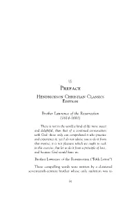 Preface Hendrickson Christian Classics Edition