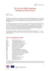 TB Vaccine R&D Roadmap Background Document
